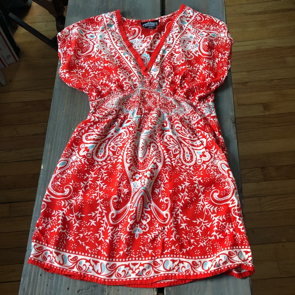 Angie Orange Paisley Top Tunic Size S